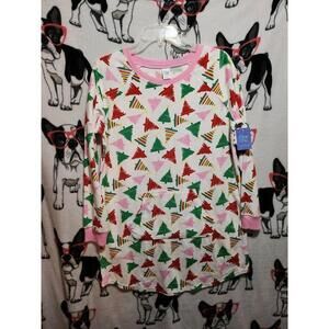 NEW Cozy Women's Christmas Tree Print Pajama Top Medium